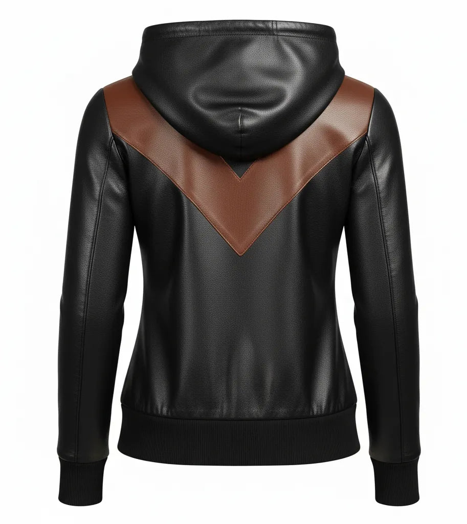 Men’s Black Brown Premium Leather Hoodie Handmade Genuine Lambskin Jacket