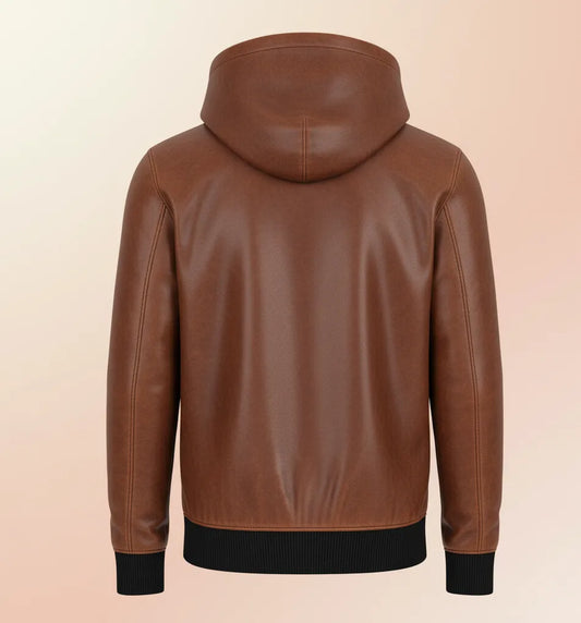 Brown Leather Hoodie for Men | Stylish and Comfortable Leather Outerwear