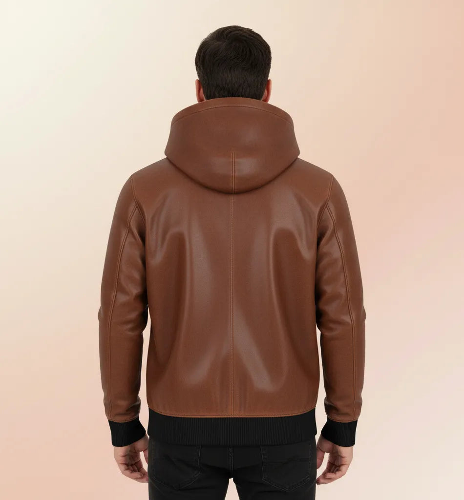 Brown Leather Hoodie for Men | Stylish and Comfortable Leather Outerwear