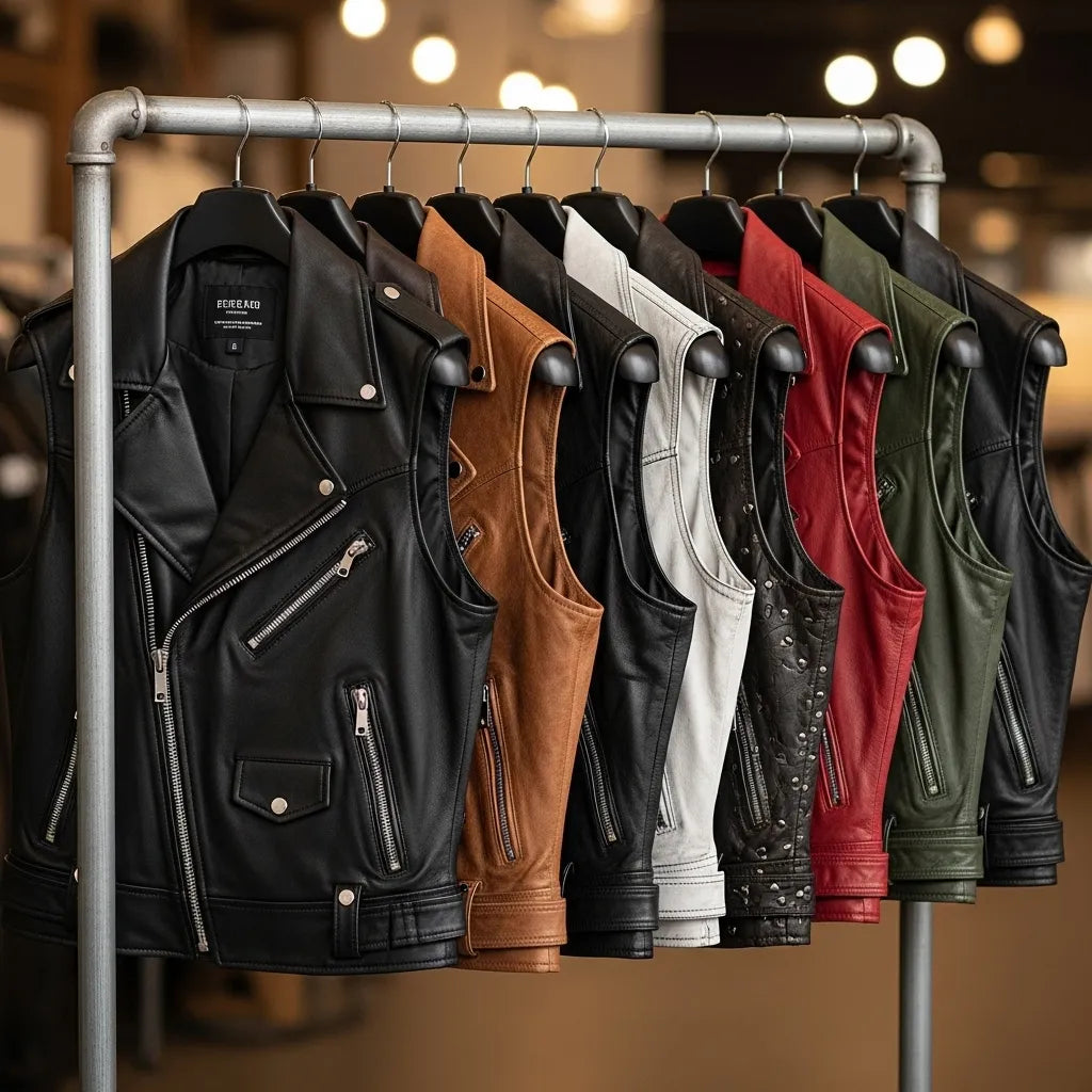 "Men's Sleeveless Leather Hoodies