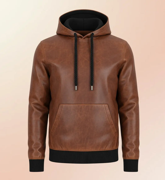 Brown Leather Hoodie for Men | Stylish and Comfortable Leather Outerwear