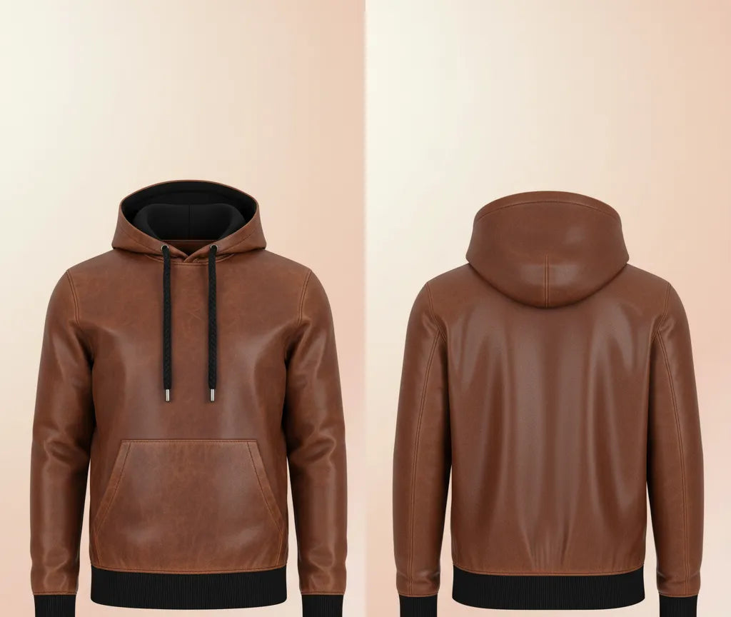 Brown Leather Hoodie for Men | Stylish and Comfortable Leather Outerwear