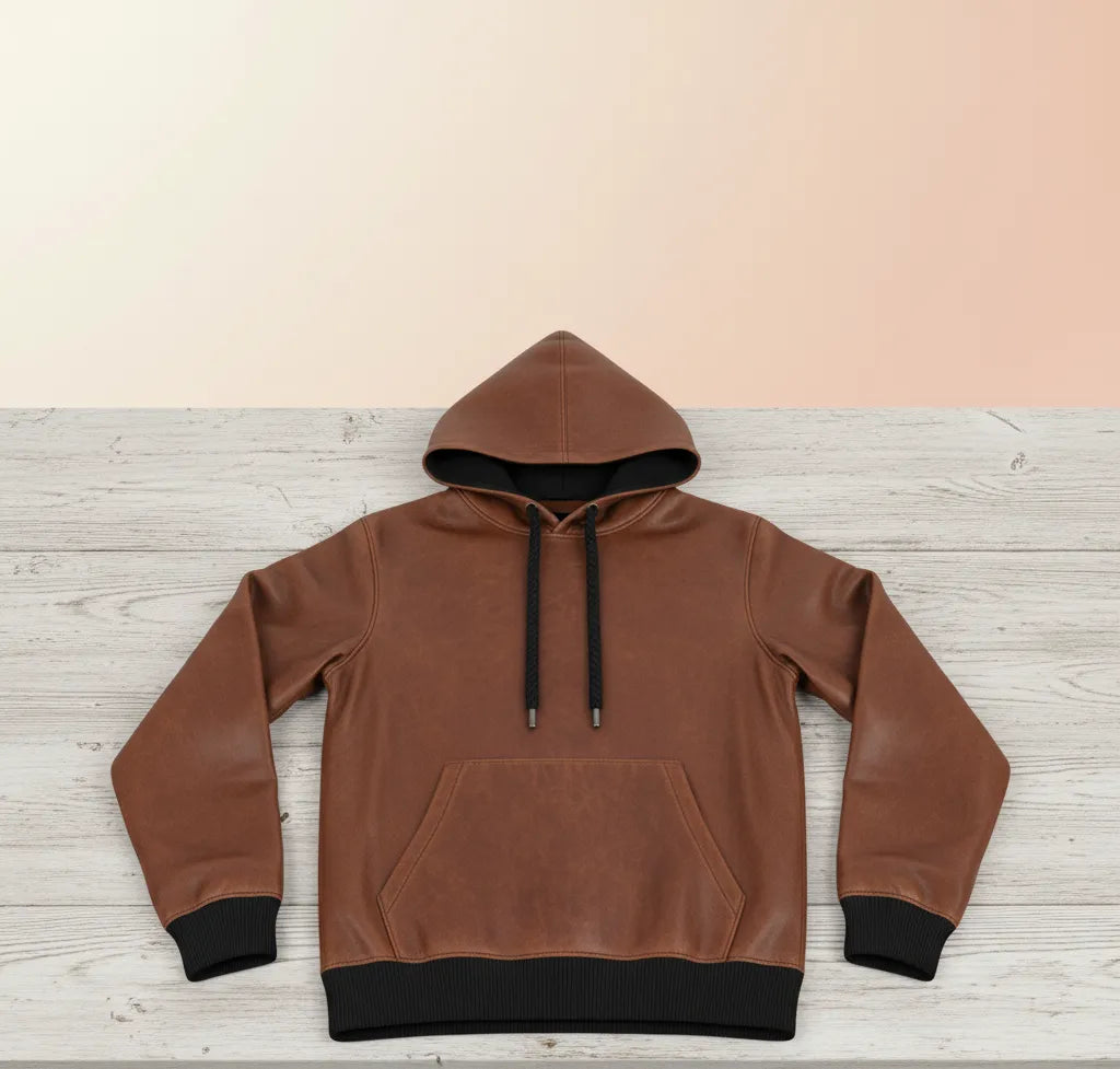 Brown Leather Hoodie for Men | Stylish and Comfortable Leather Outerwear