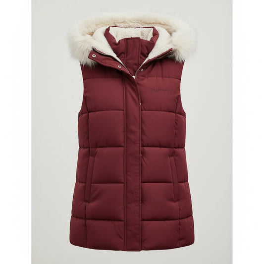Seekerxg Women's Sleeveless Puffer Jacket with Faux Fur Hood – Stylish Warmth for Fall & Winter